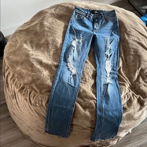 FashionNOVA size 7 Distressed Blue Women's Jeans